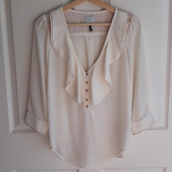 Anthropologie Tops - HD In Paris Cream Elinor Ruffled Blouse Top Size 2
